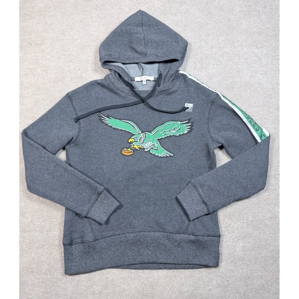 Junk Food Philadelphia Eagles Hoodie Grey NFL Throwback Graphic Womens Medium